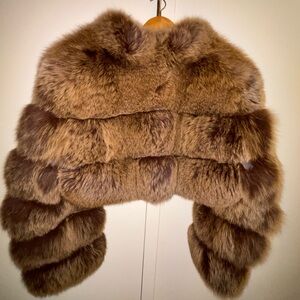 Plush Brown Faux Fur Cropped Teddy Jacket